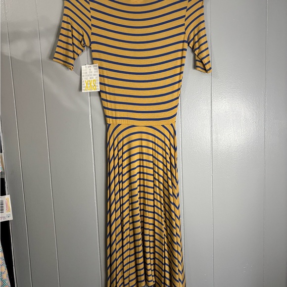 XXS Striped Yellow/Mustard and Blue Women's Dress‎ - Picture 4 of 4